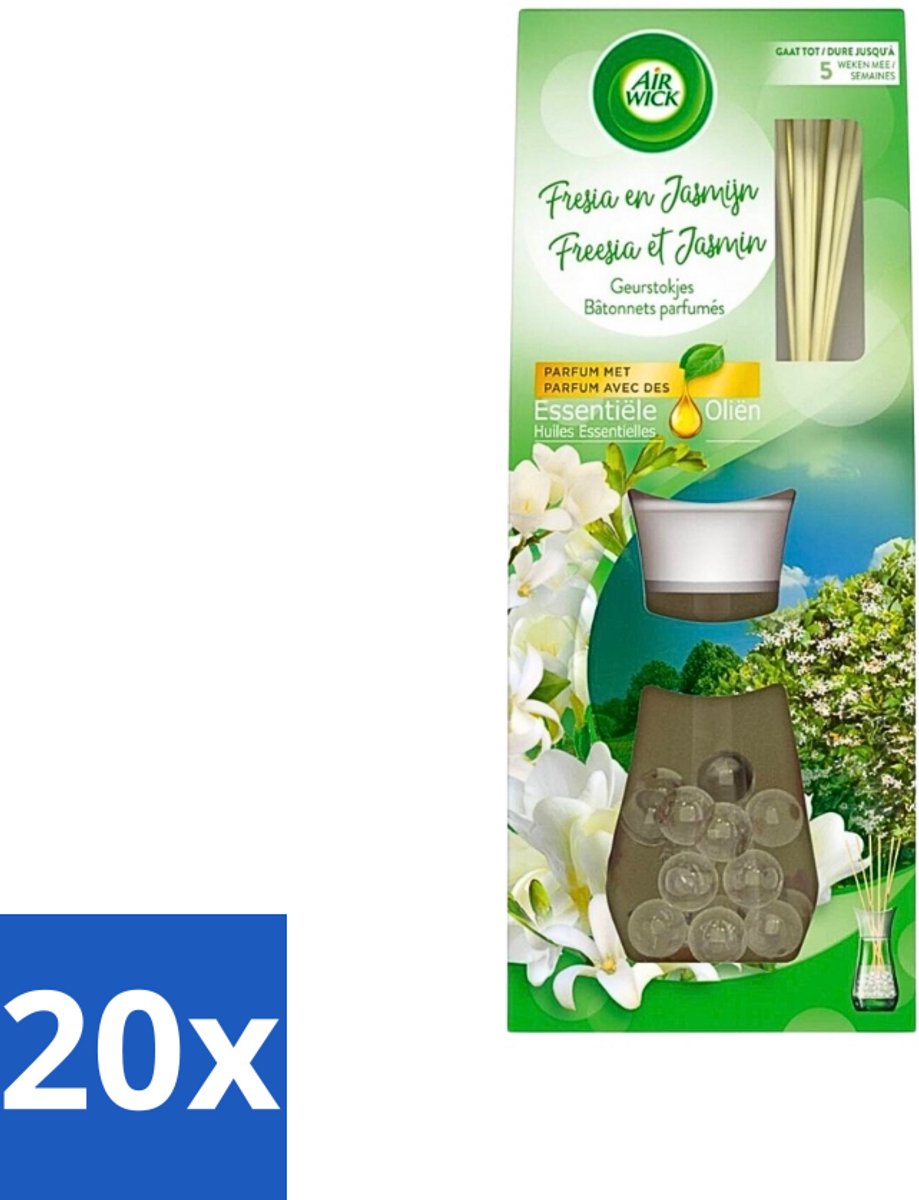 Air Wick Essential Oils - Geurstokjes - Freesia & Jasmijn - 30ml - Bulkverpakking - 20 stuks
