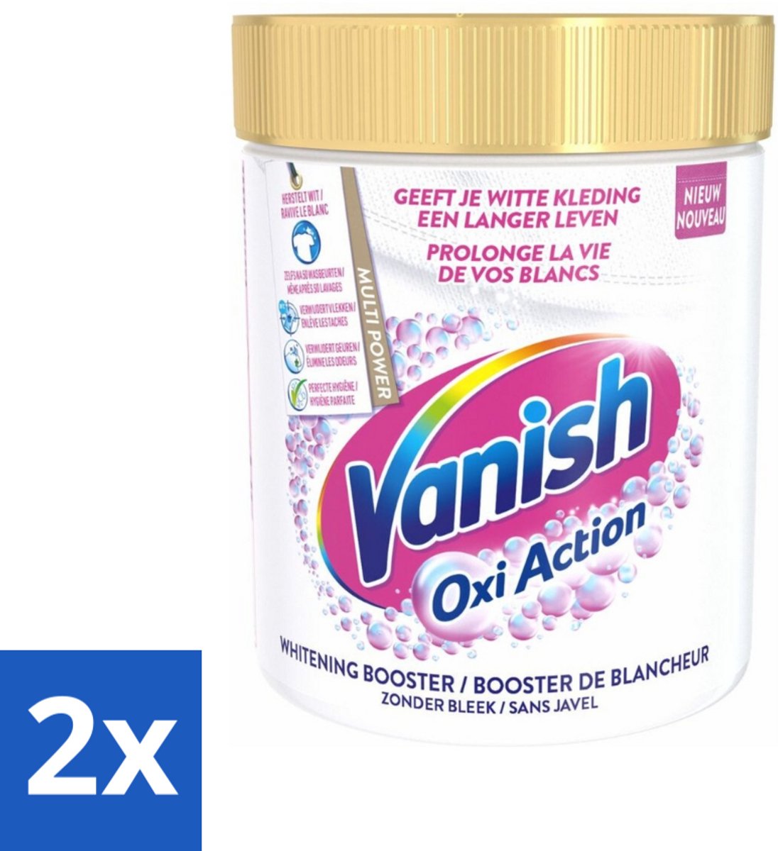 2 x Vanish Oxi Action - Vlekkenverwijderaar Poeder - Zonder Bleek - Witte Was - 550 Gram - Vlekkenverwijderaar - Witwas - Vlekken Verwijderen - Wasverzachter - Waspoeder