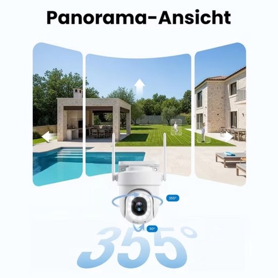 FOSMET Bewakingscamera - Beveiligingscamera buiten - Camera - WiFi - Kleurnachtzicht - Automatische Volgfunctie - 2-Way Audio - Sirene - 300 Lumen LED-Spotlight - AI Mens/Dier Detectie - PTZ Bewakingscamera - Compatibel met Alexa/Google — afbeelding 3