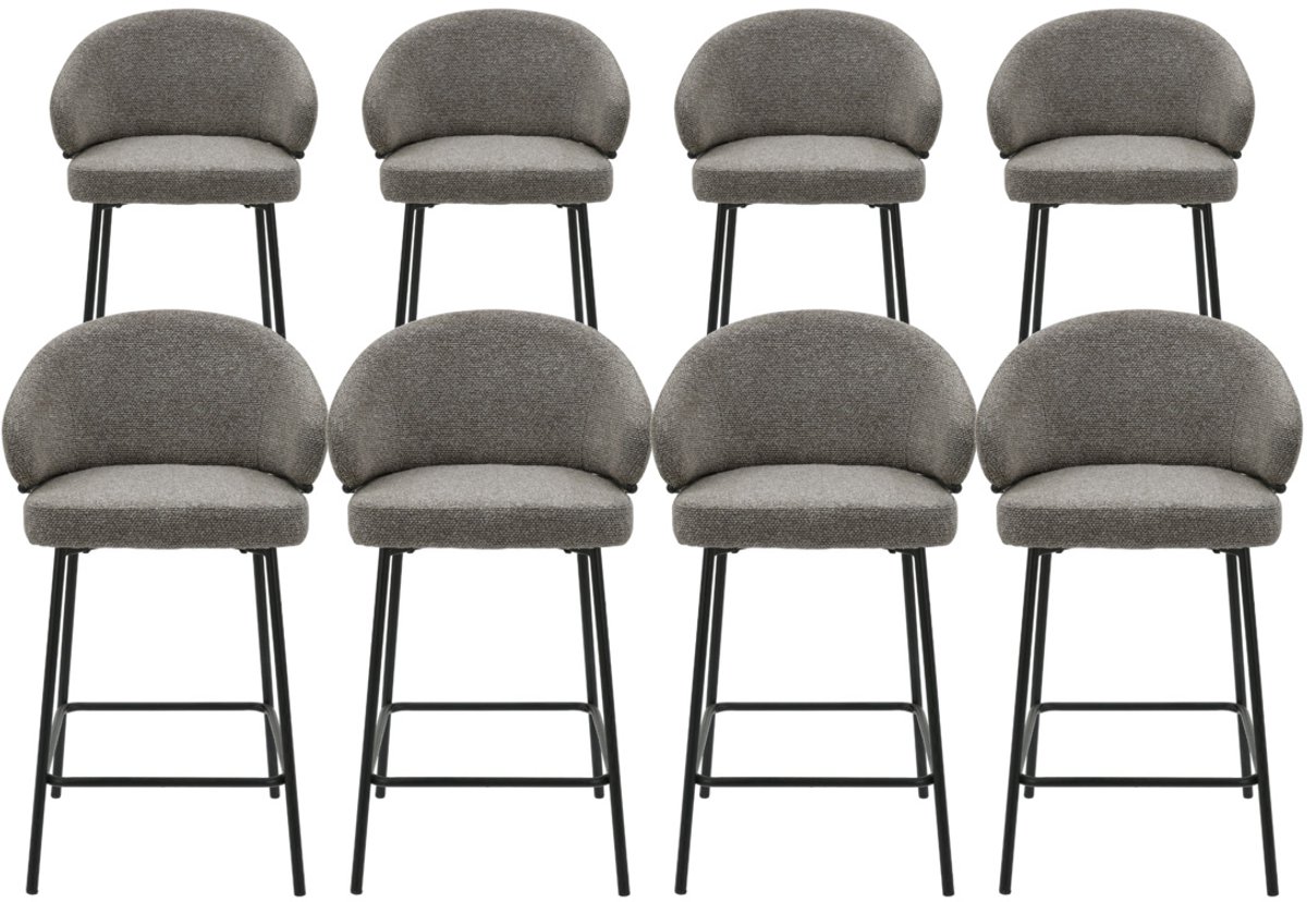 DS4U® - Sofia barkruk 65 cm - Set van 8 - Taupe met zwarte poot - Stof