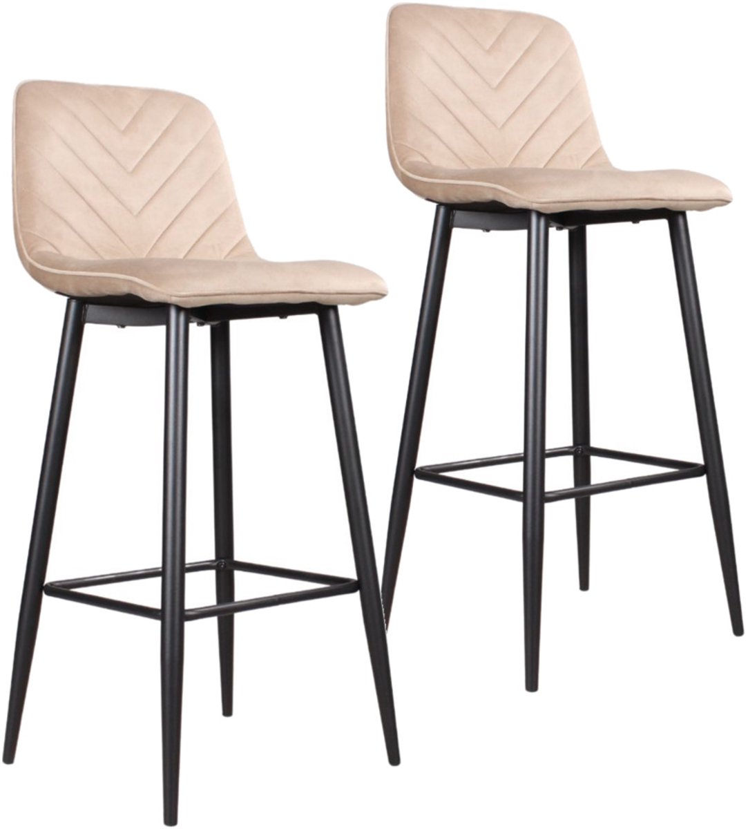 DS4U® - Gaby barkruk 75 cm - Set van 2 - Champagne - Velvet
