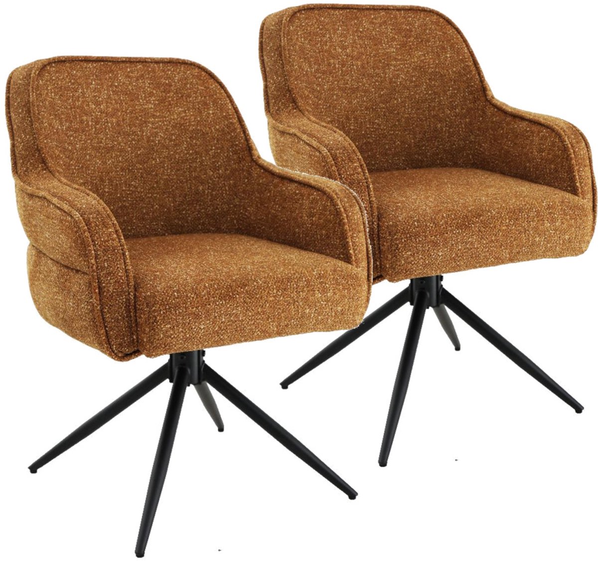 DS4U® - Loisa armstoel met terugdraaifunctie - Set van 2 - Mosterdgeel - Stof