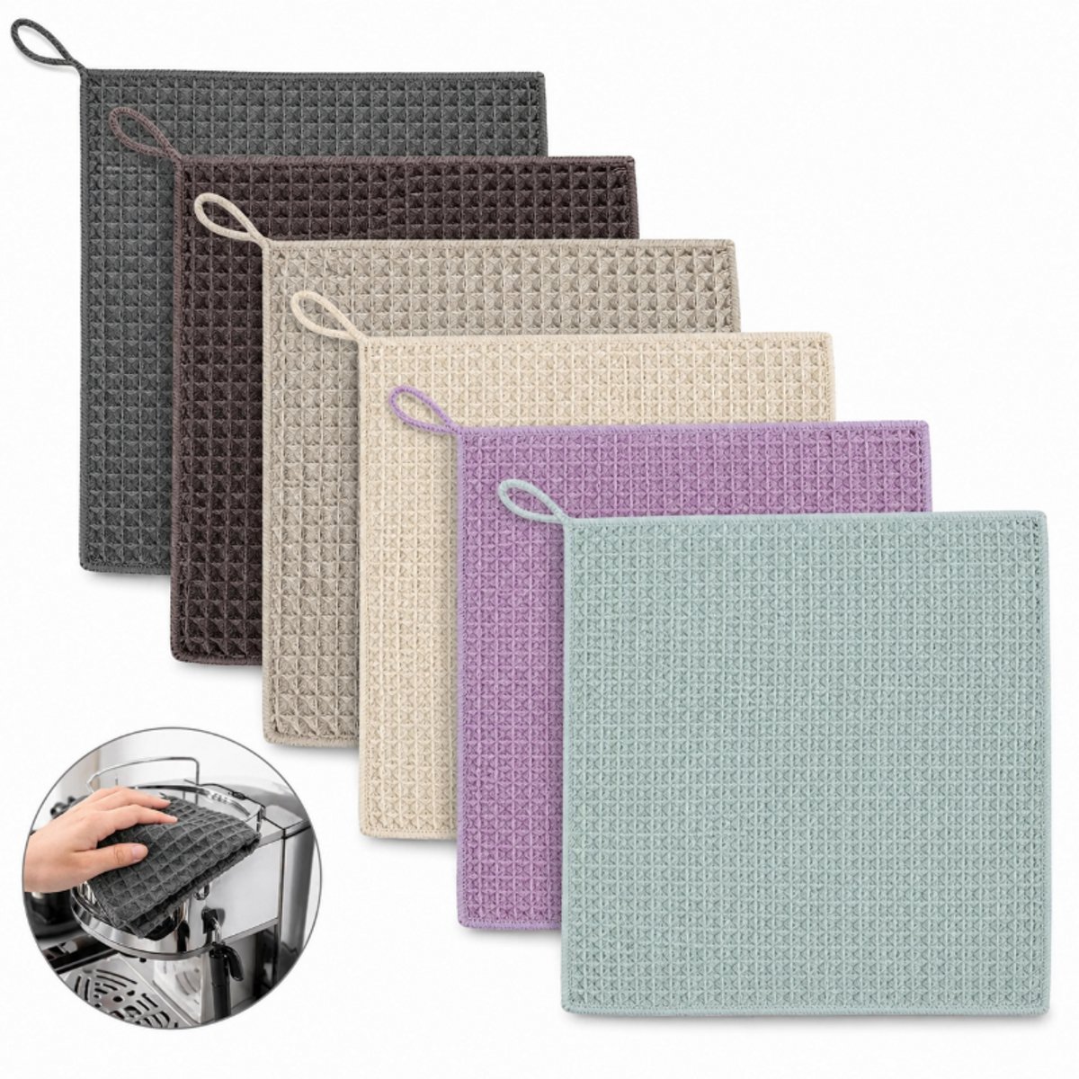 Schoonmaakdoekje - Barista Doek Set - 6 Stuks 30*30cm - Absorbeert Water En Olie - Geen Haaruitval, Watermerken - Voor Koffiezetapparaten, Keukens, Serviesgoed