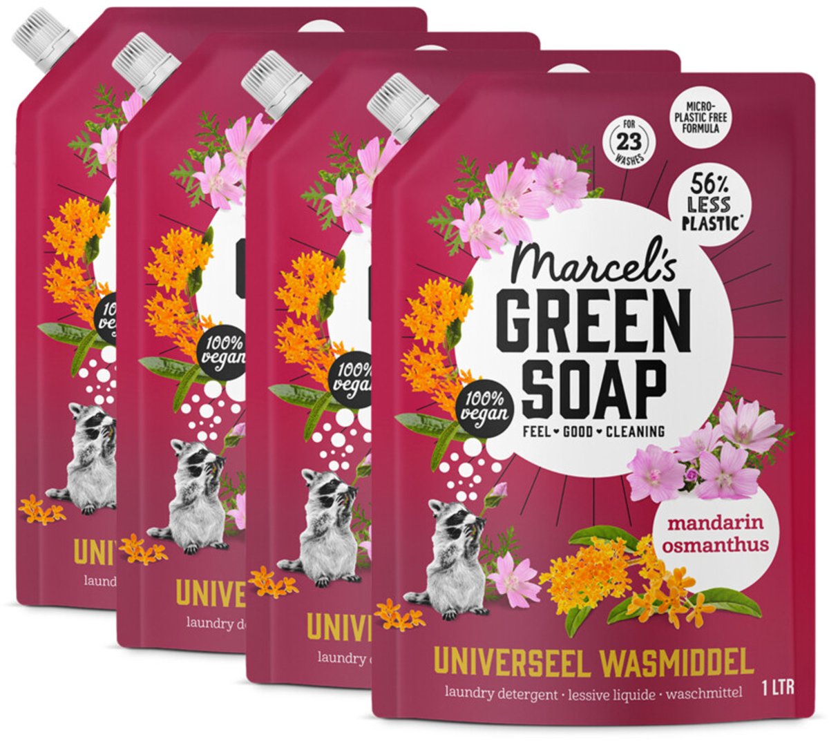 Marcel's Green Soap Wasmiddel Navulling Voordeelbox Mandarijn & Osmanthus - 4 x 1000 ml