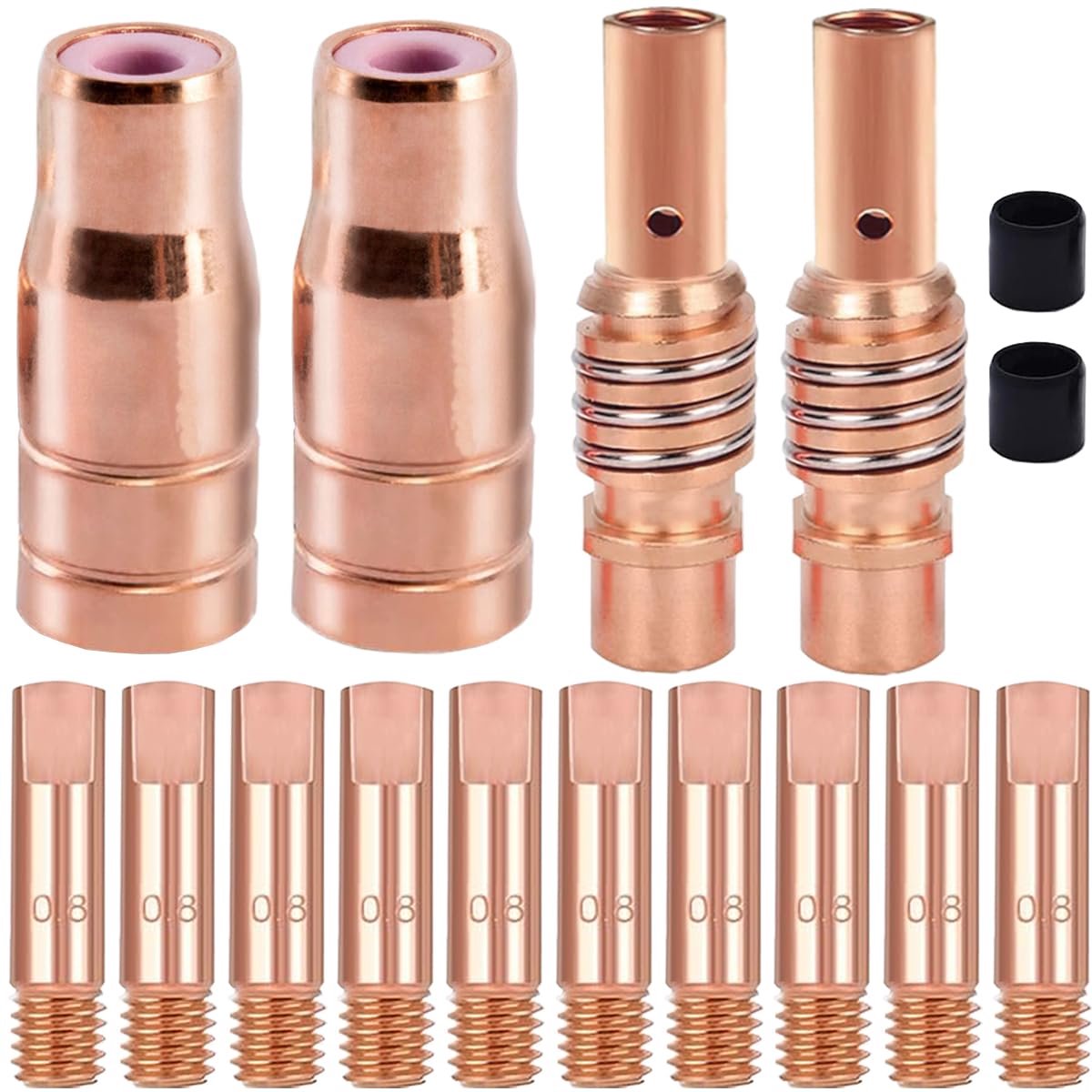 EATBALE FLUX AK15/MB15 Wear Parts Set Cored Wire Nozzles for MIG/MGA Welding Torch Nozzle Holders Diffuser and Current - ShopVlot