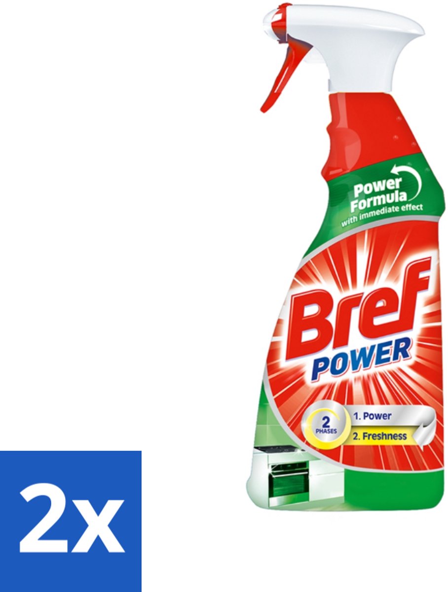 Bref Power - Keukenreiniger - Spray - Ontvetter - 750 ml - Voordeelverpakking - 2 stuks