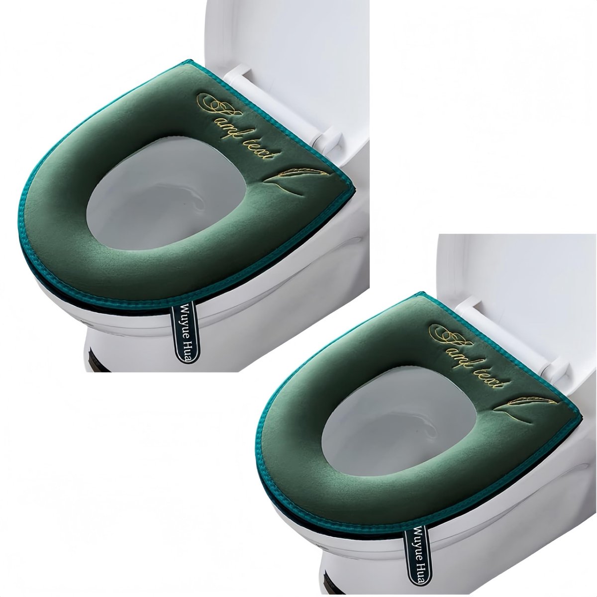 2 stuks dikkere badkamer zachte wc-stoelhoes pad met handvat toiletdeksel cover kussen zacht dikker wasbaar past op - ShopVlot