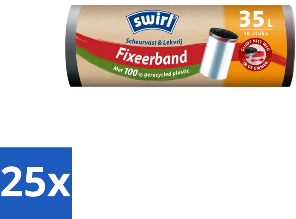 Swirl – Pedaalemmerzakken – 35 L – Fixeerband – 10 zakken - Bulkverpakking - 25 stuks