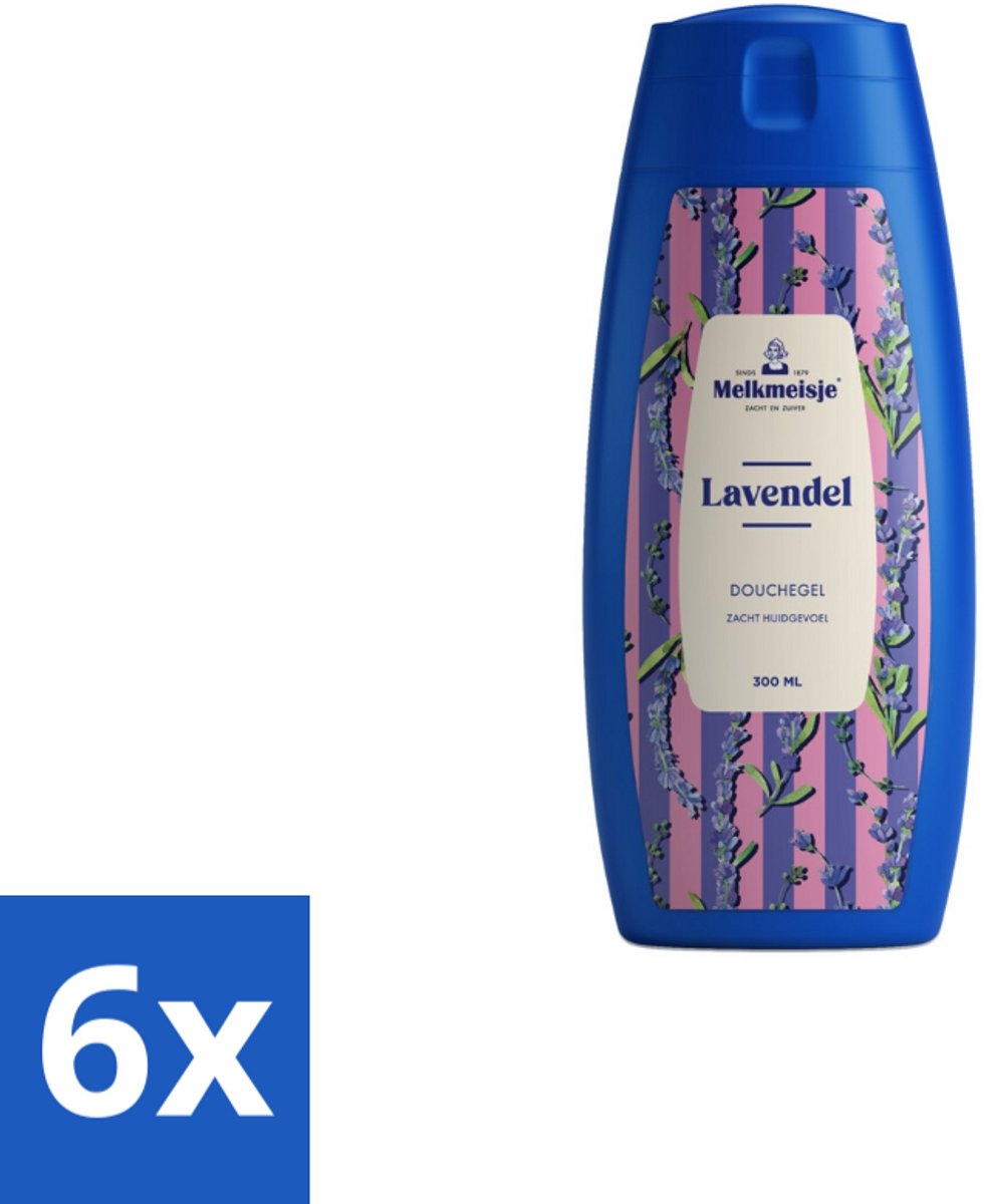 Melkmeisje – Douchegel – Lavendel – Zacht Huidgevoel – 300 ml - Voordeelverpakking - 6 stuks