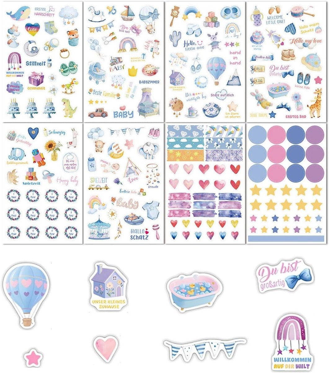 A4 Fotoalbum Stickers voor Baby, Scrapbooking Stickers voor Babyalbums en Doop, Creatieve Decoratie voor Foto's en Herinneringen