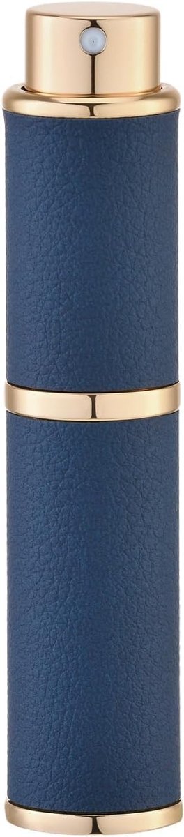 Navulbare parfumverstuiver 10 ml, draagbare reisverstuiver met lederlook, ideaal voor dames en heren, blauw, 1 stuk, perfect voor onderweg en op reis