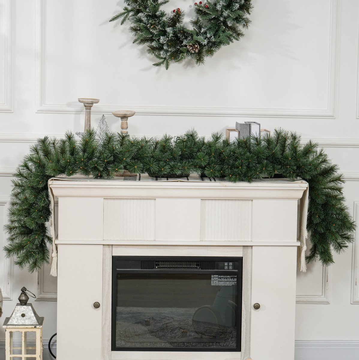 REDOM - Kerstslinger - Flexibele metalen kern - Brandvertragend - Voor binnen - Kerstdecoratie - Kunststof - Groen - 180 cm