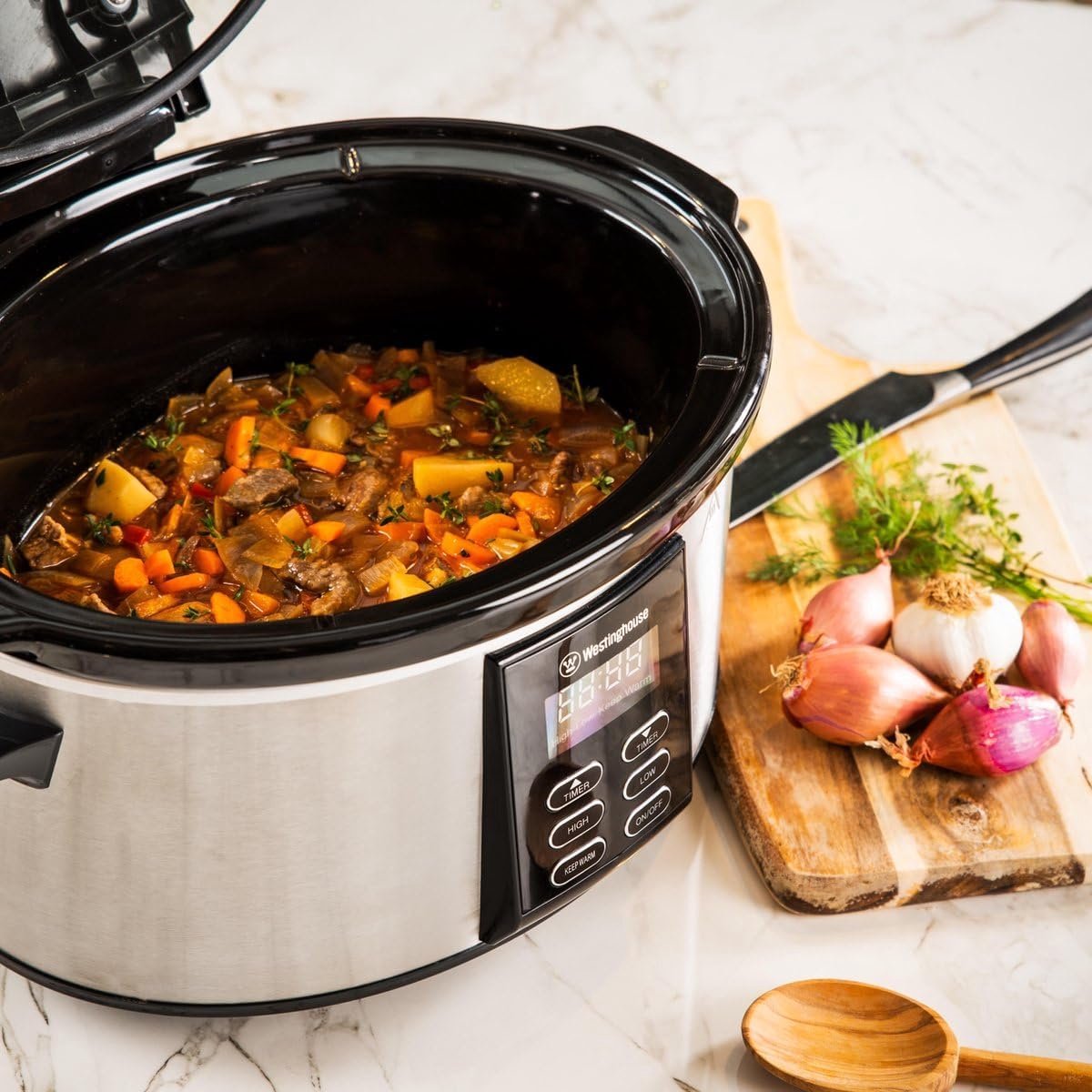 Slowcooker - Crockpot - Gezond Koken - Uitneembare Pan - 6 Liter - Zwart – foto 4