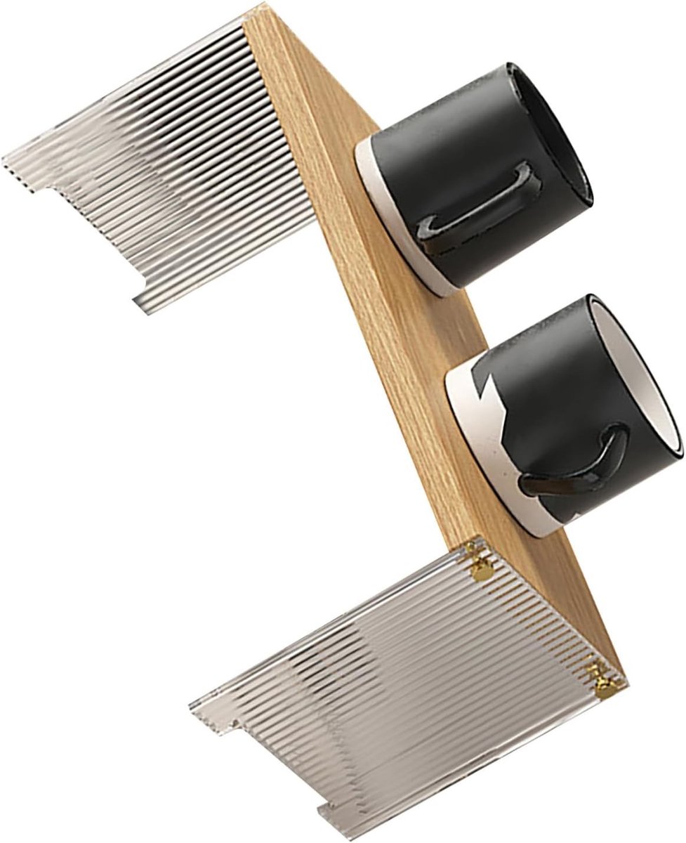 Ruimtebesparende Staande Plank Organizer voor Koffie, Grote Capaciteit, Koffiemok Houder voor Badkamer, Thuis en Kantoor (Houtkleur, 1 Niveau)