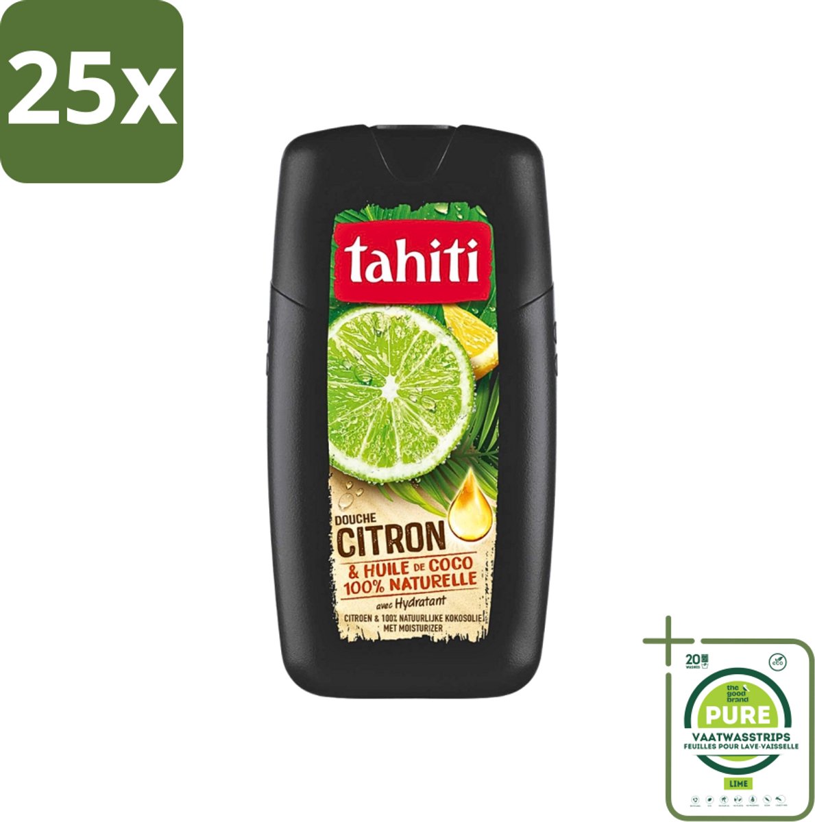 25 x Tahiti - Douchegel - Citroen & Kokosolie - Hydraterend - 250 ml - Grootverpakking - Douchegel - Citroen - Kokosolie - Hydraterend - Verzorgend