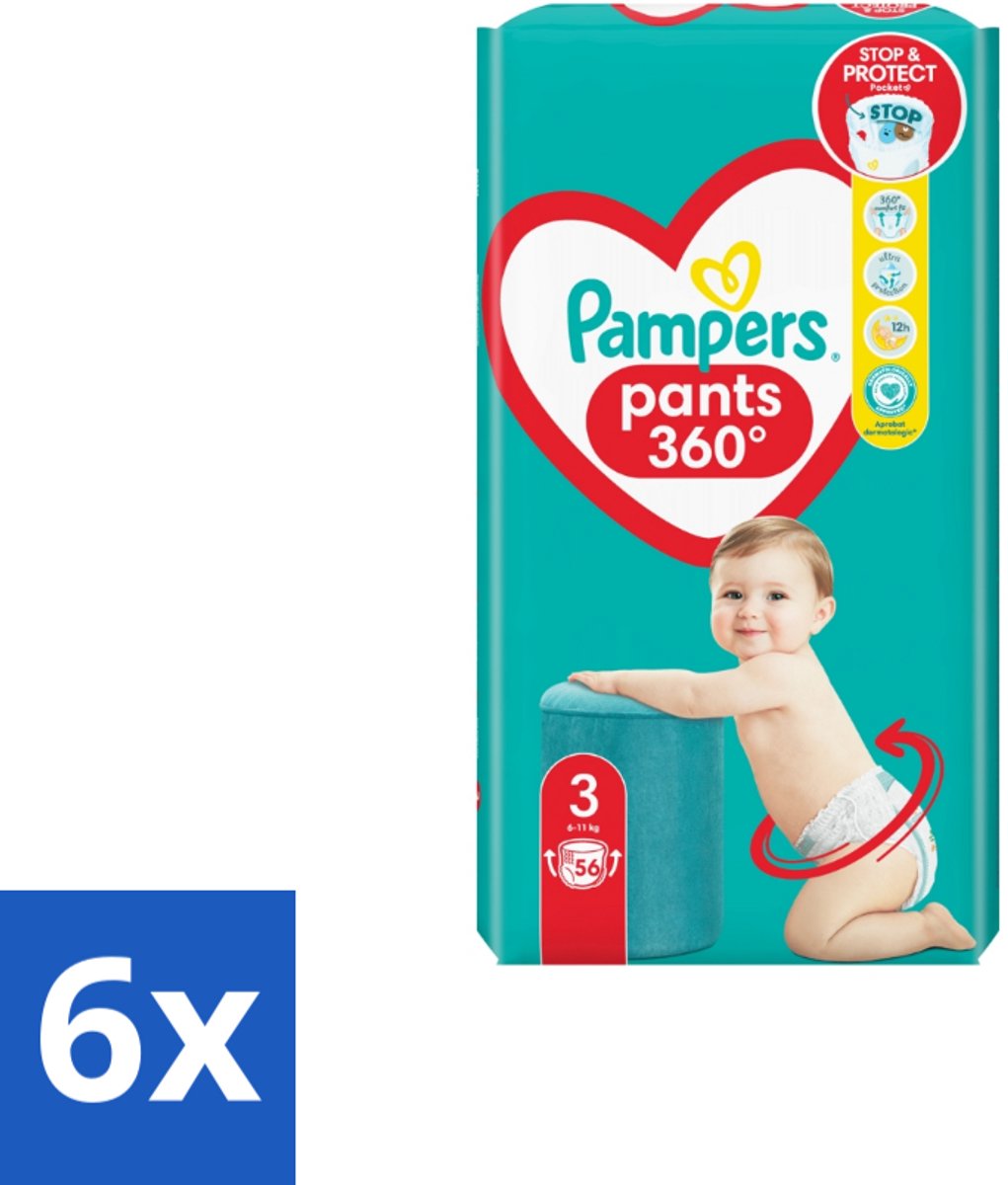 Pampers – Luierbroekjes – Pants Maat 3 – 56 Luiers - Voordeelverpakking - 6 stuks