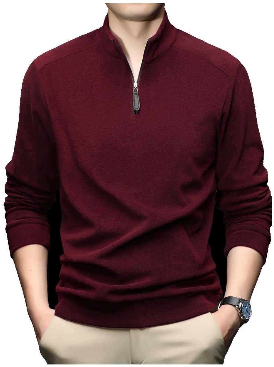 Currero Quarter Zip Heren Sweater Met Rits Jumper Quarterzip Hoodie Warme Trui Vest Lang Coltrui Rood