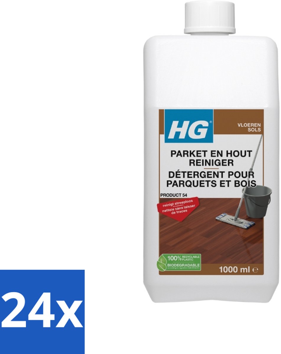 24 x HG Parketreiniger Vloer Polish Cleaner 1 liter - Parketreiniger - Parketvloer Schoonmaken - Vloerreiniger - HG Parketreiniger - Parketonderhoud