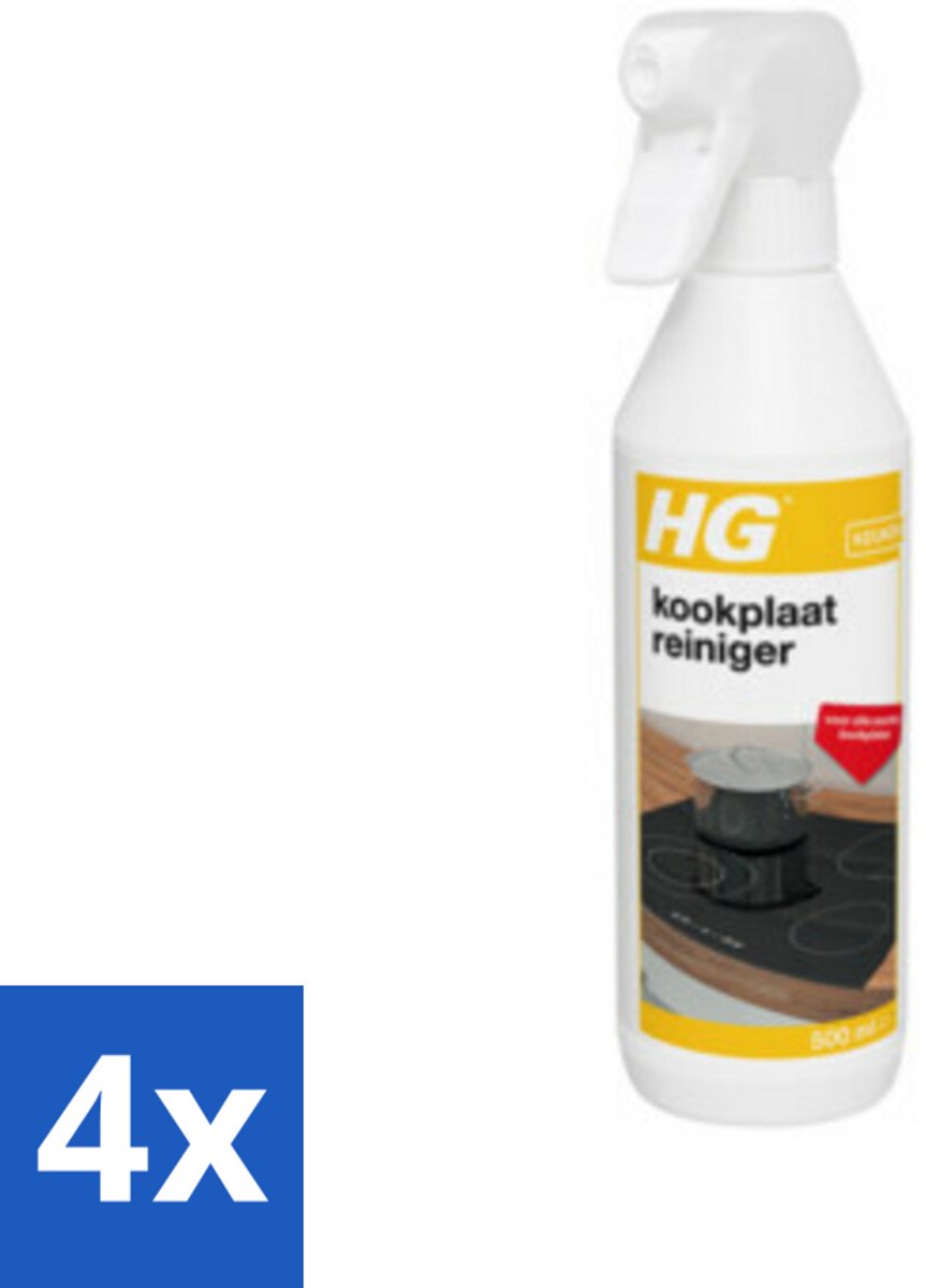 4 x HG Kookplaatreiniger 500 ml - Kookplaat Reiniger - Inductie Kookplaat Schoonmaken - Keramische Kookplaat Schoonmaken - Vet Verwijderen Kookplaat - Kalkaanslag Verwijderen Kookplaat