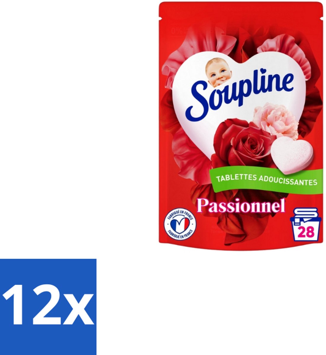 Soupline – Wasverzachtertabletten – Harten Straling van Passiebloemboeket - 28 tabletten - Voordeelverpakking - 12 stuks