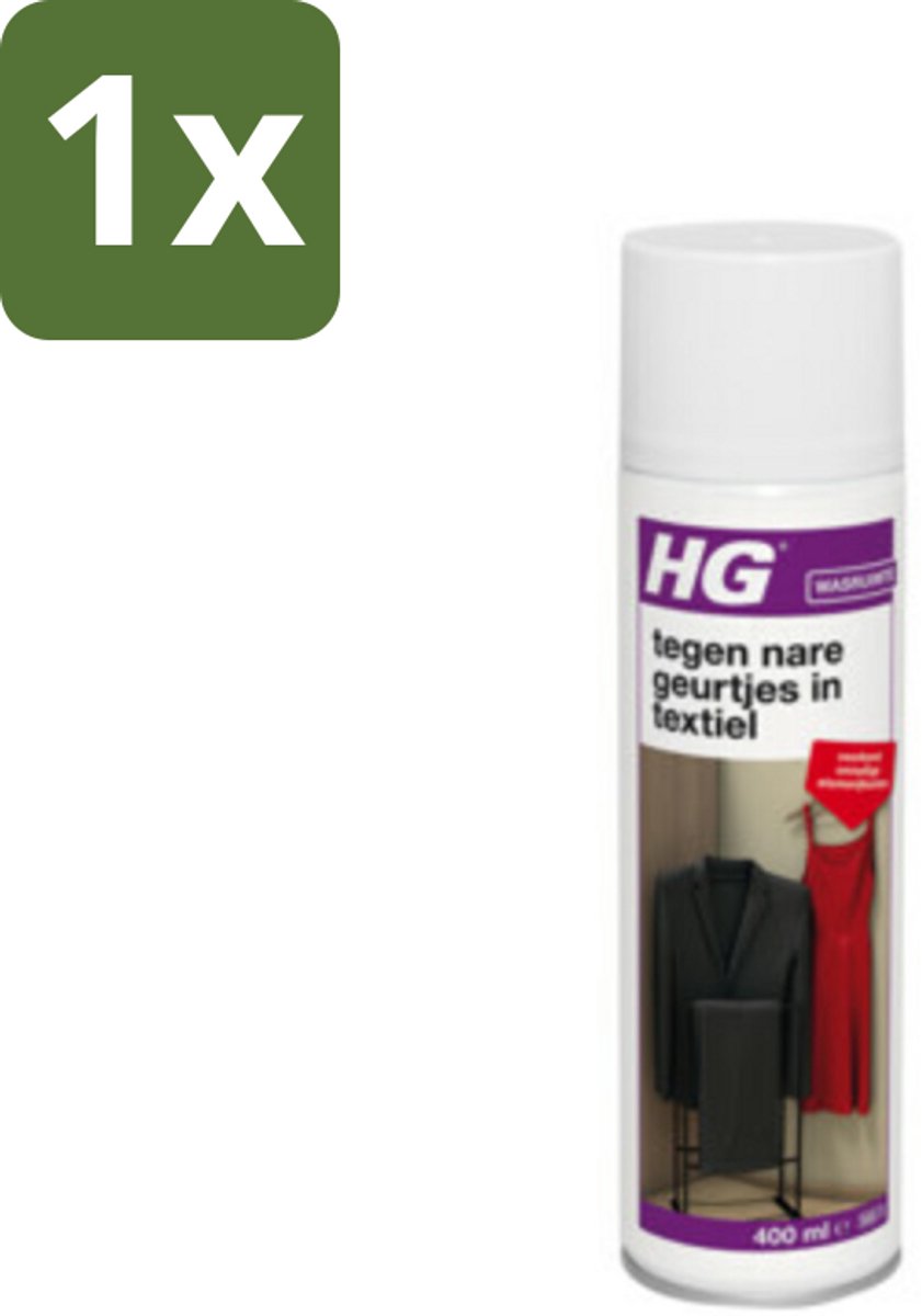 1 x HG Tegen Nare Geurtjes In Textiel 400 ml - Geurverwijdering Textiel - Stankmoleculen Oplossen - Textiel Reinigen - Geur In Kleding - Geur In Gordijnen