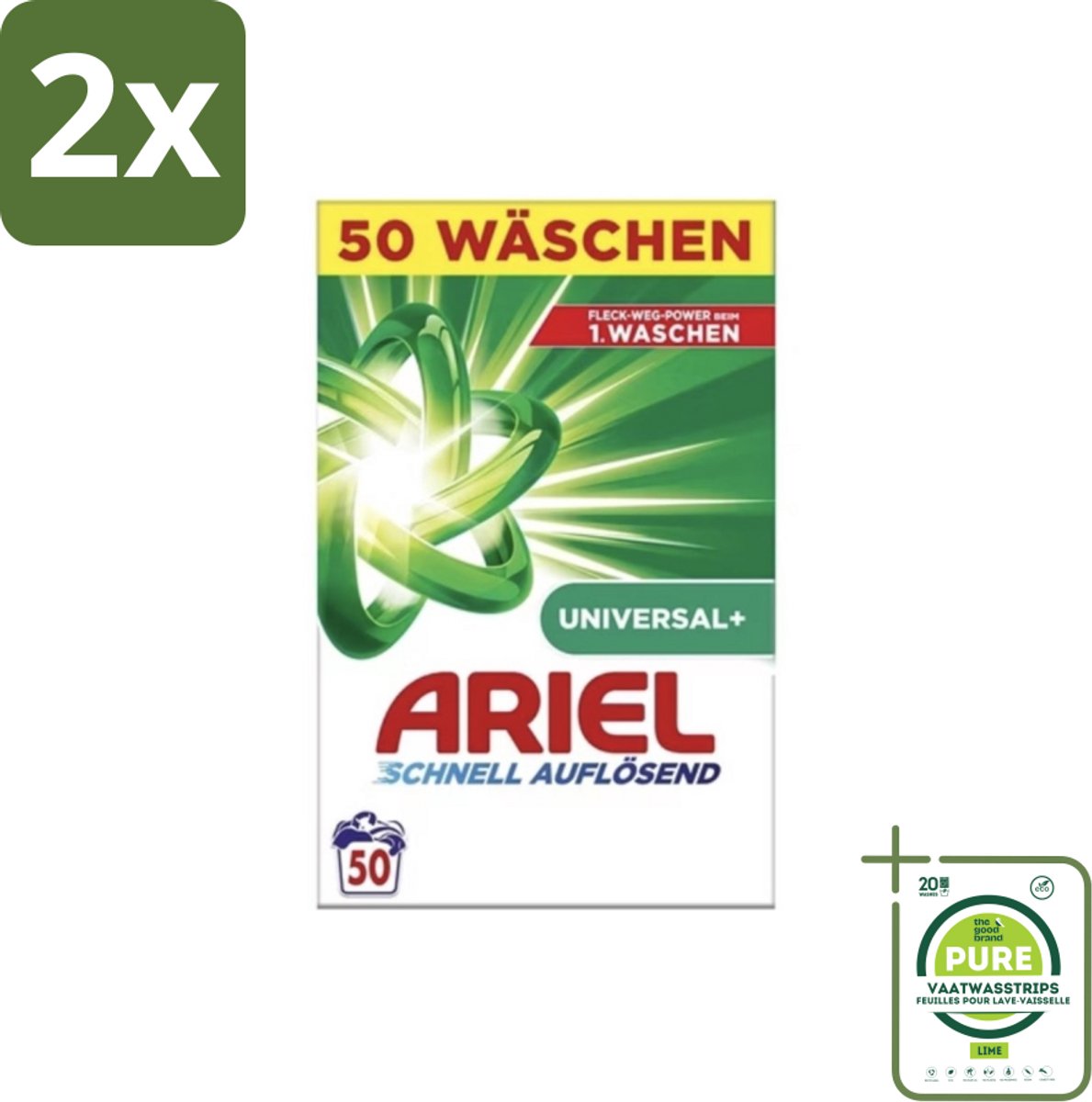 Ariel – Waspoeder – Original – 3 kg – 50 wasbeurten - Voordeelverpakking - 2 stuks - Waspoeder - Vlekverwijdering