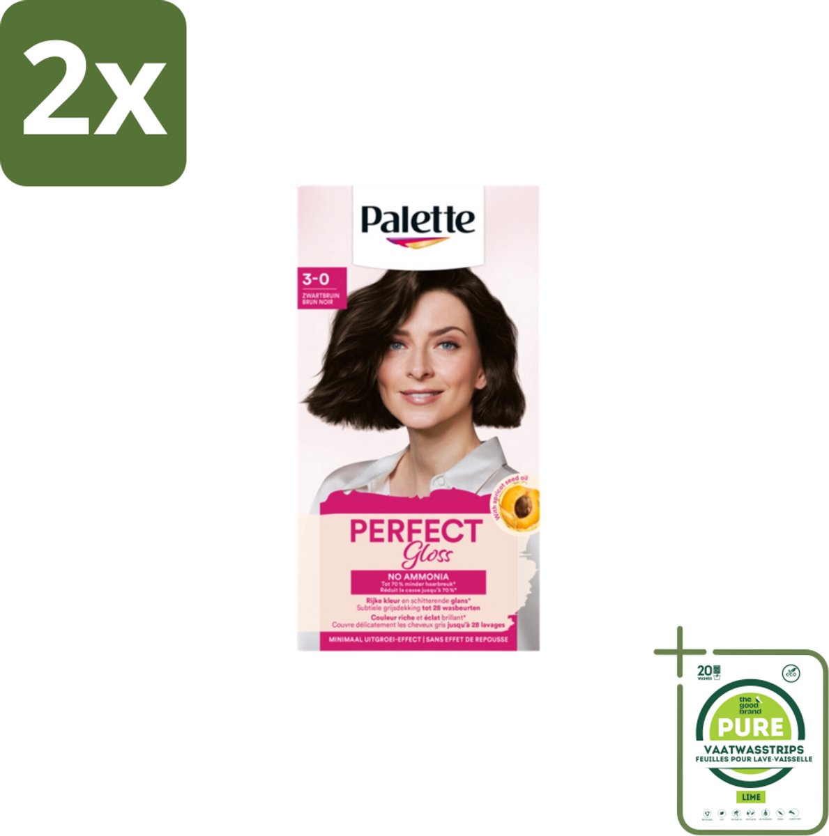 Poly Palette – Haarverf – 3-0 Zwartbruin – 115 ml - Voordeelverpakking - 2 stuks - Haarkleuring - Gloss