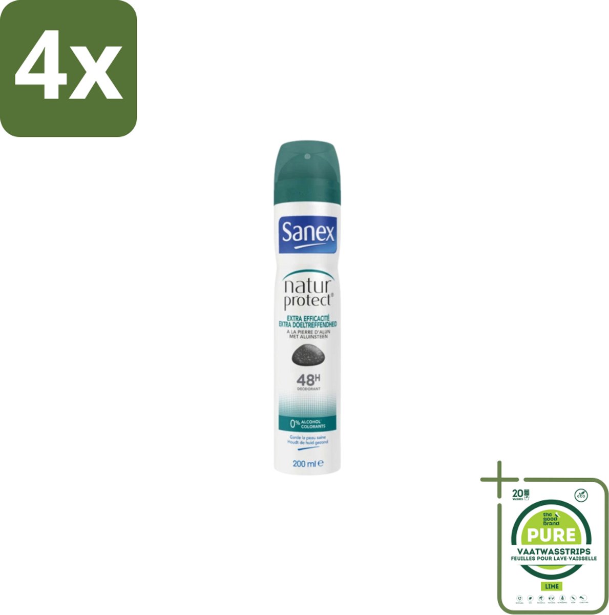 Sanex – Deodorant Spray – Aluinsteen – 200 ml - Voordeelverpakking - 4 stuks - Deodorant spray - Natuurlijke deodorant