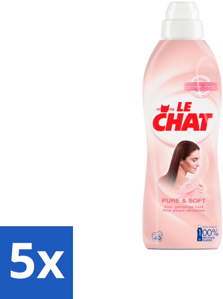 Le Chat Wasverzachter Pure & Soft 40 Wasbeurten 880 ml - Bulkverpakking - 5 stuks