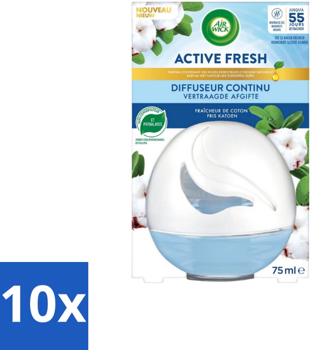 Air Wick – Luchtverfrisser – Deco Sphere Katoen – 75 ml - Bulkverpakking - 10 stuks