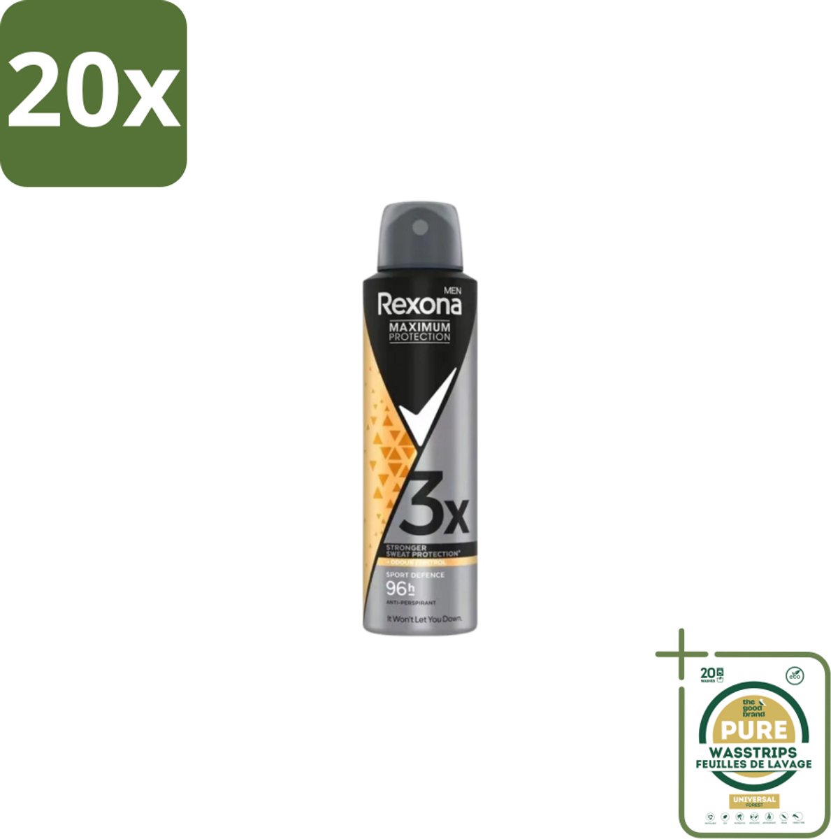 20 x Rexona – Deodorant Spray – Maximum Protection Sport Defence – 150 ml - Grootverpakking - Sport Deodorant - Sportdefensie - Transpiratiebestendig - Frisheid - Sportgeur