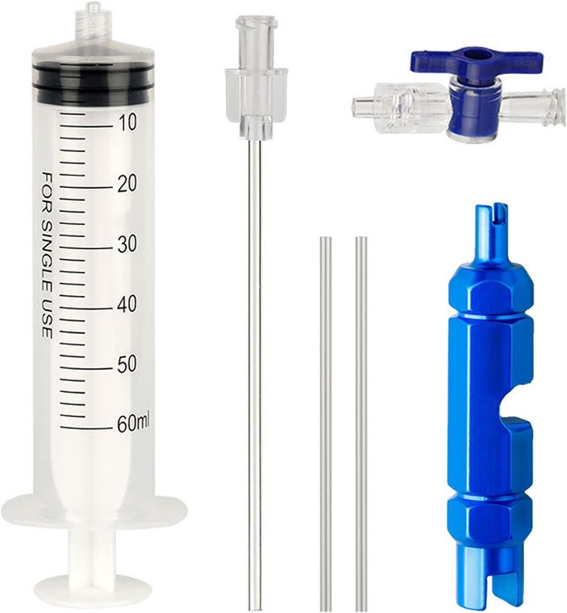 Injectiespuit voor bandenafdichtmiddel 60 ml - Tubeless fietsband reparatie, afdichtmiddel kit, ventiel gereedschap