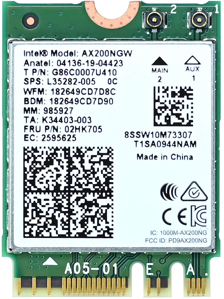 Podazz AX200 NGW WiFi-kaart, Dual Band 2,4 GHz 574 Mbps/5 GHz 2,4 Gbps WiFi 6 netwerkkaart, Bluetooth5.0 draadloze - ShopVlot