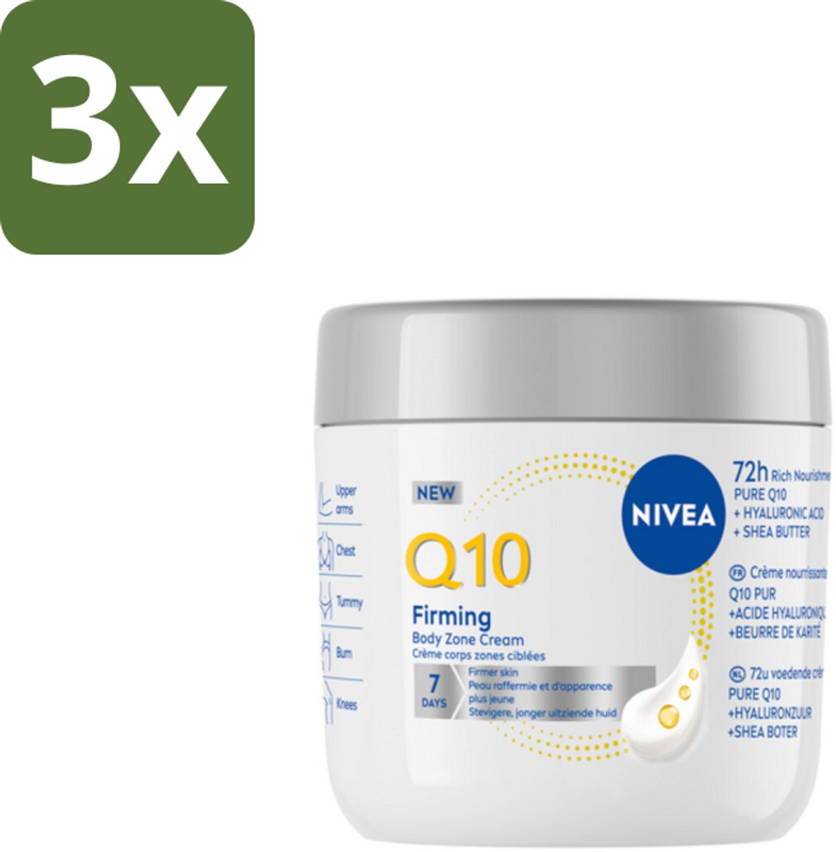 NIVEA – Bodycrème – Q10 Verstevigend + Verjongend – 400 ml - Bulkverpakking - 3 stuks