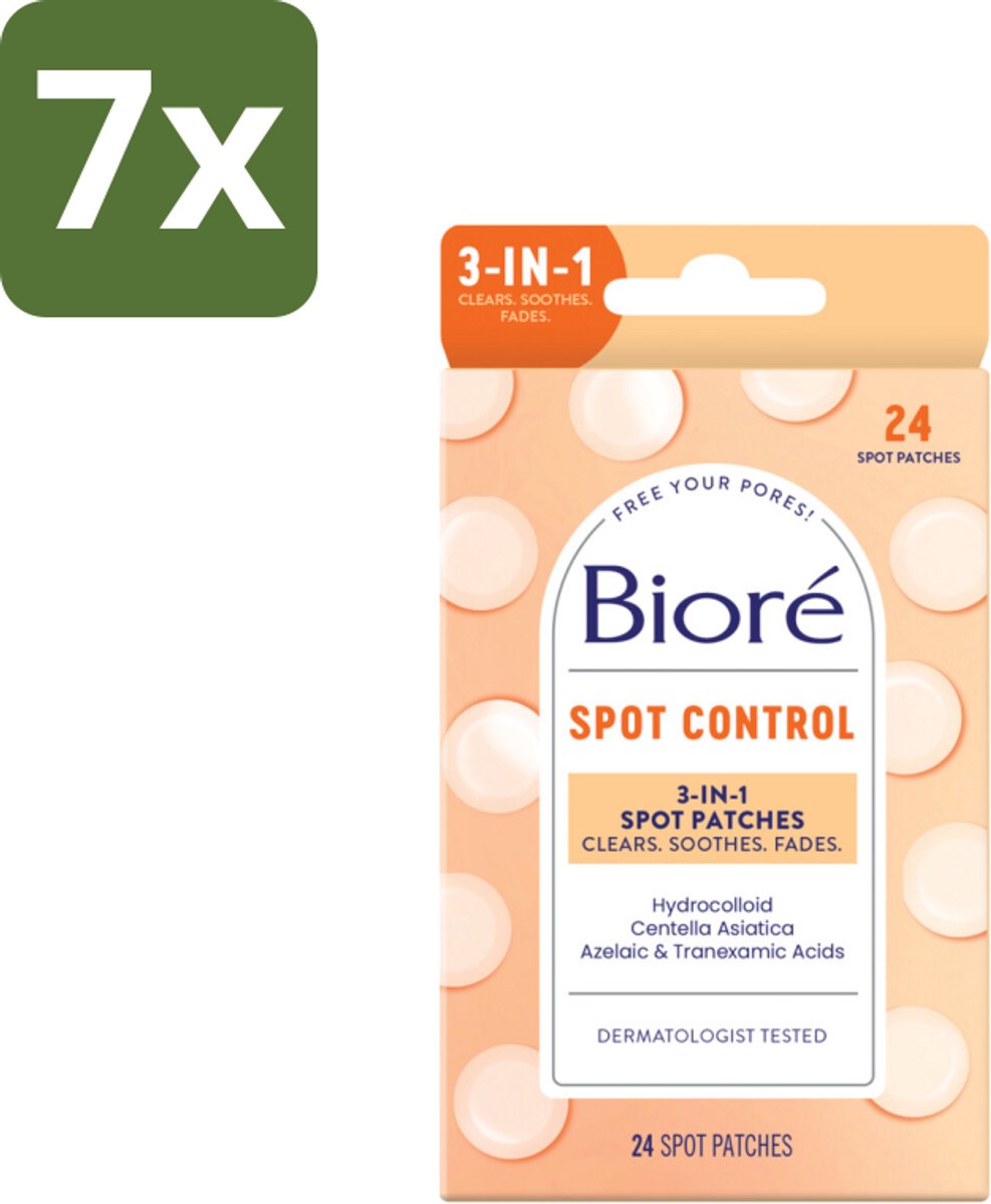 Bioré – Spot Control 3-in-1 Patches – Puistjespatches – 24 patches - Bulkverpakking - 7 stuks