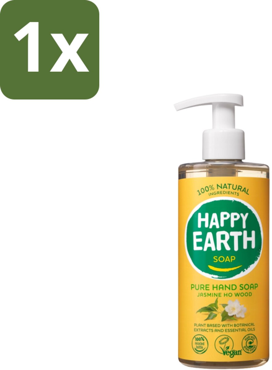 Happy Earth – Handzeep – 100% Natuurlijk Jasmine Ho Wood – 300 ml - 1 stuk