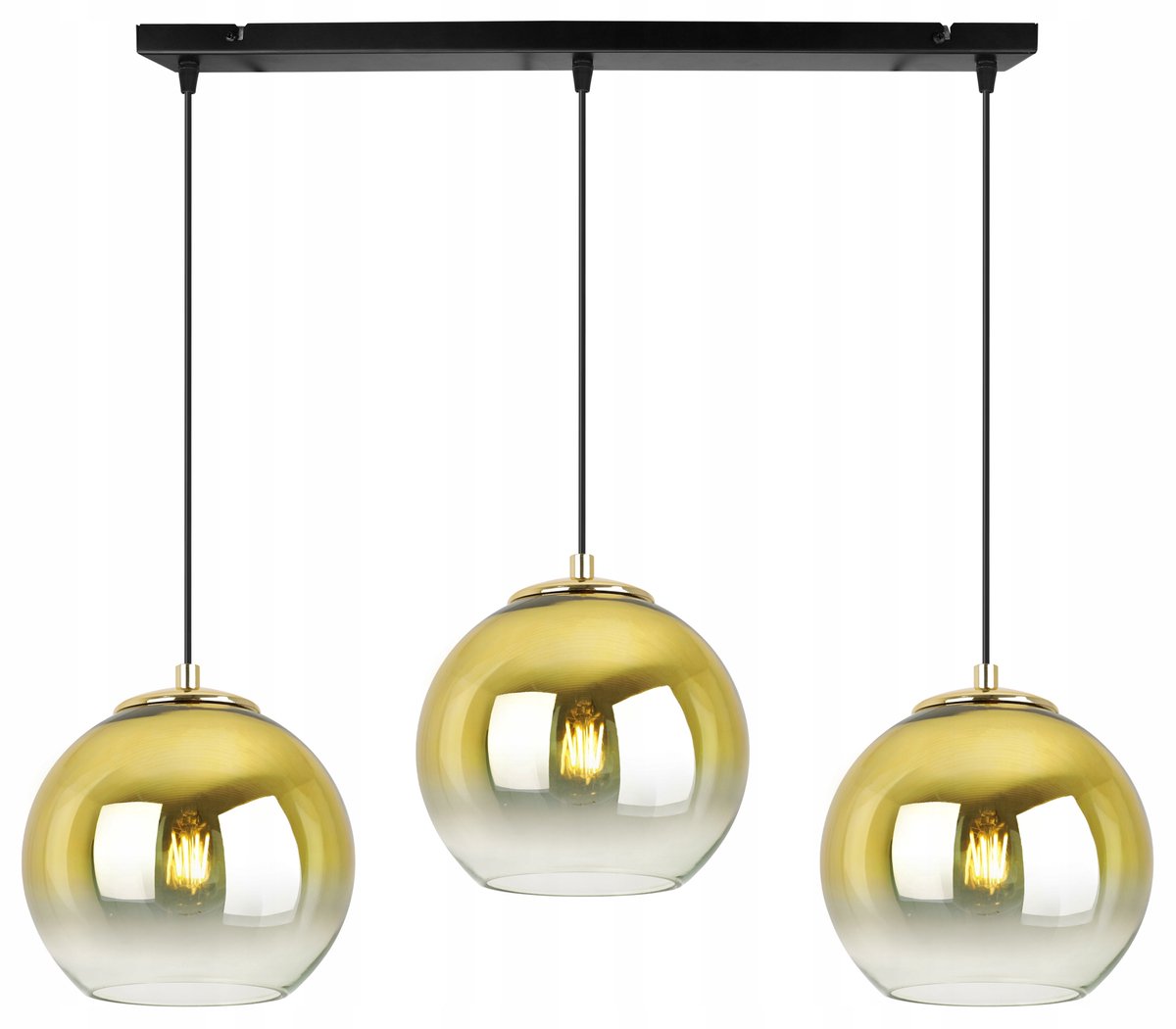 Merkloze Gouden Glazen Hanglamp - 3xBollen, Verstelbaar