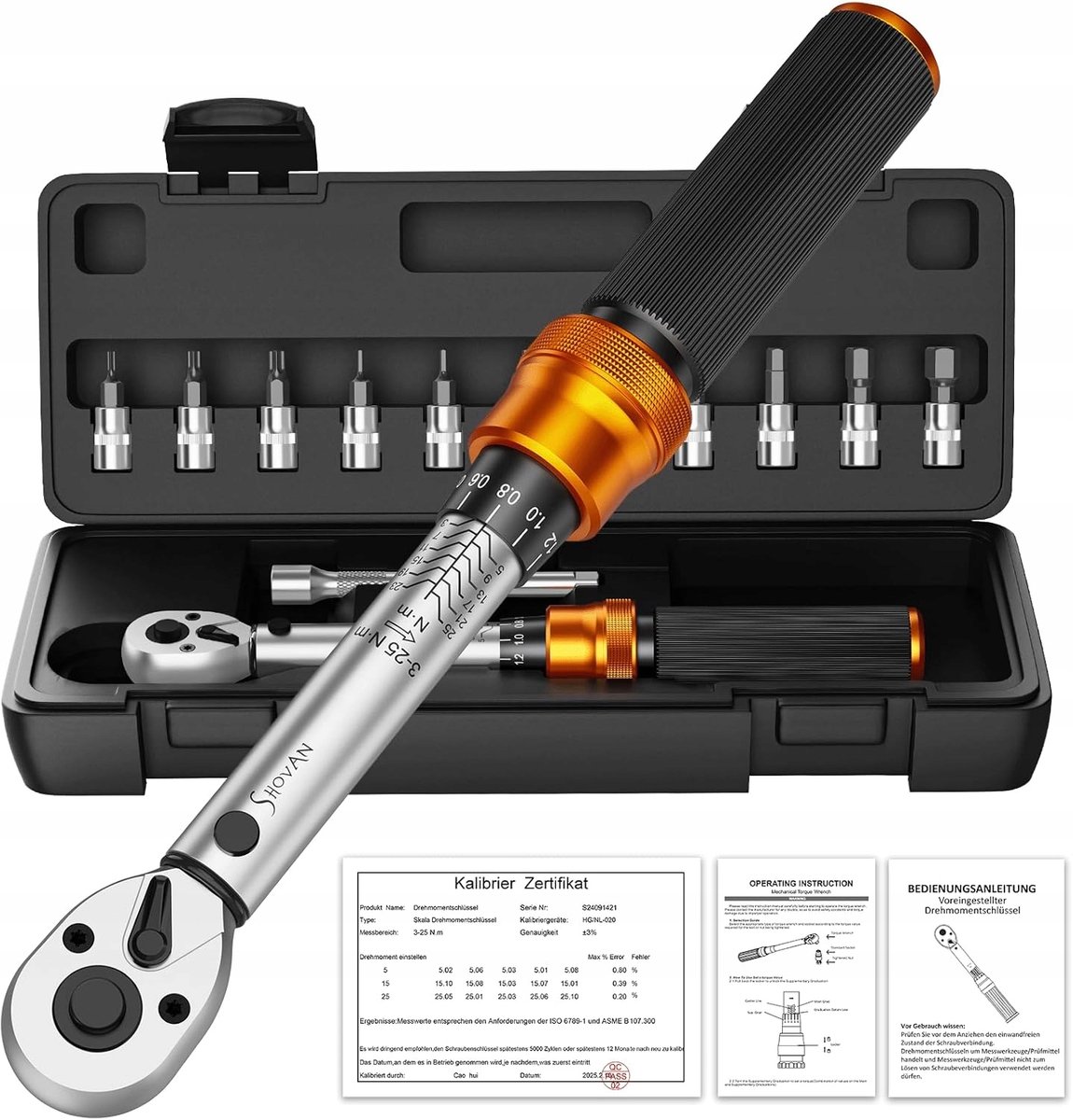 Momentsleutel Set 1/4" 3-25 Nm 13 Delig Hex Torx Fiets