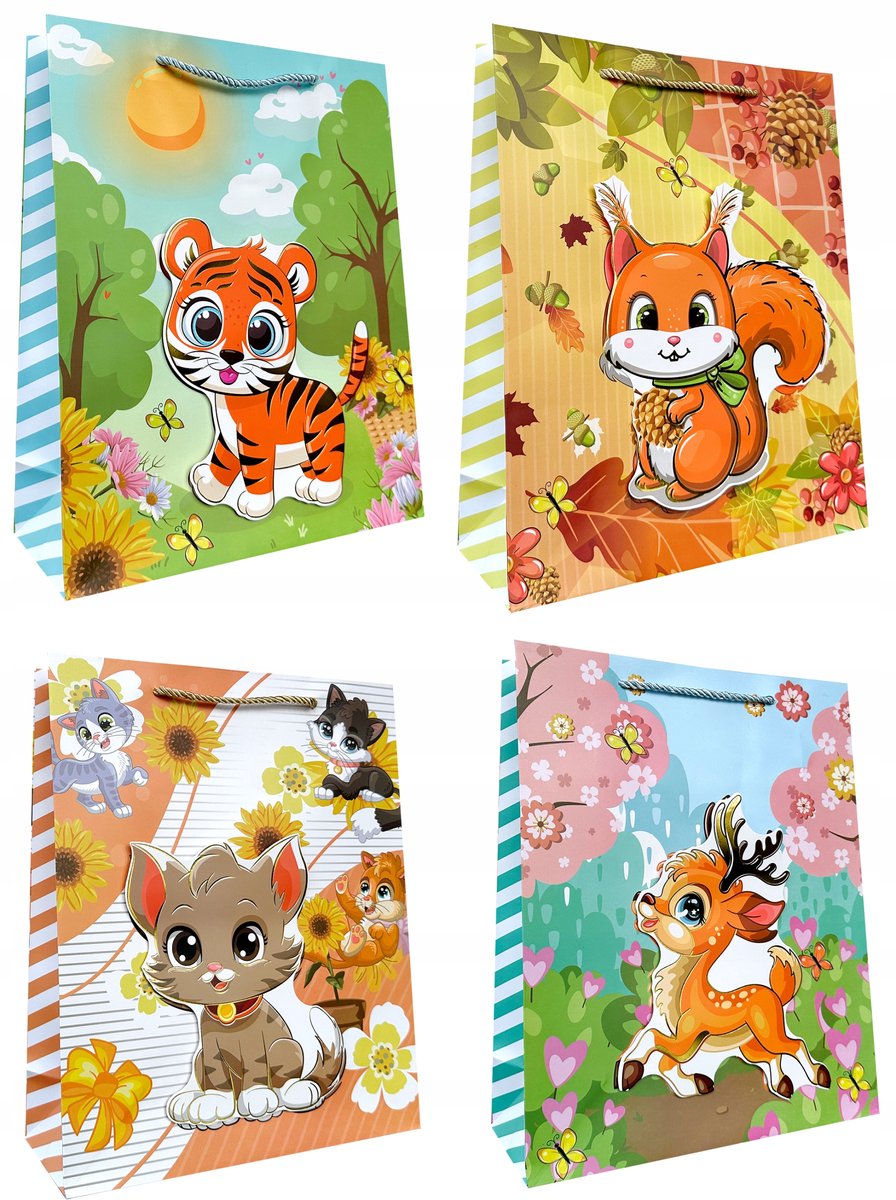 Decoratieve Cadeautas 18x23x10cm met Dierenmotief - 1 Stuk