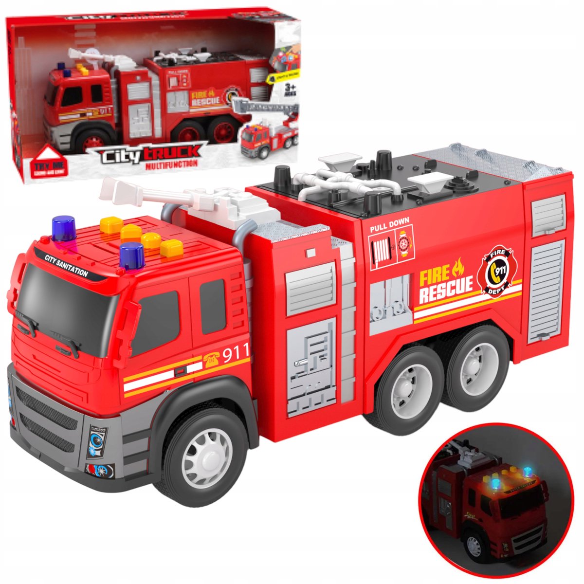 Brandweerwagen met geluid en licht voor kinderen - 1:12 schaal