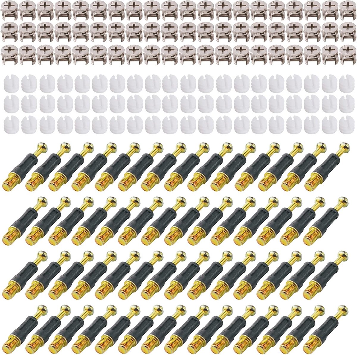 Excentrische Nok Ø11,8mm en Bouten Passende Pluggen M6x36mm met Voorgeplaatste Moeren M6 voor Flat Pack Meubelkast Vergrendeling Verbindend Zwart (100 set)