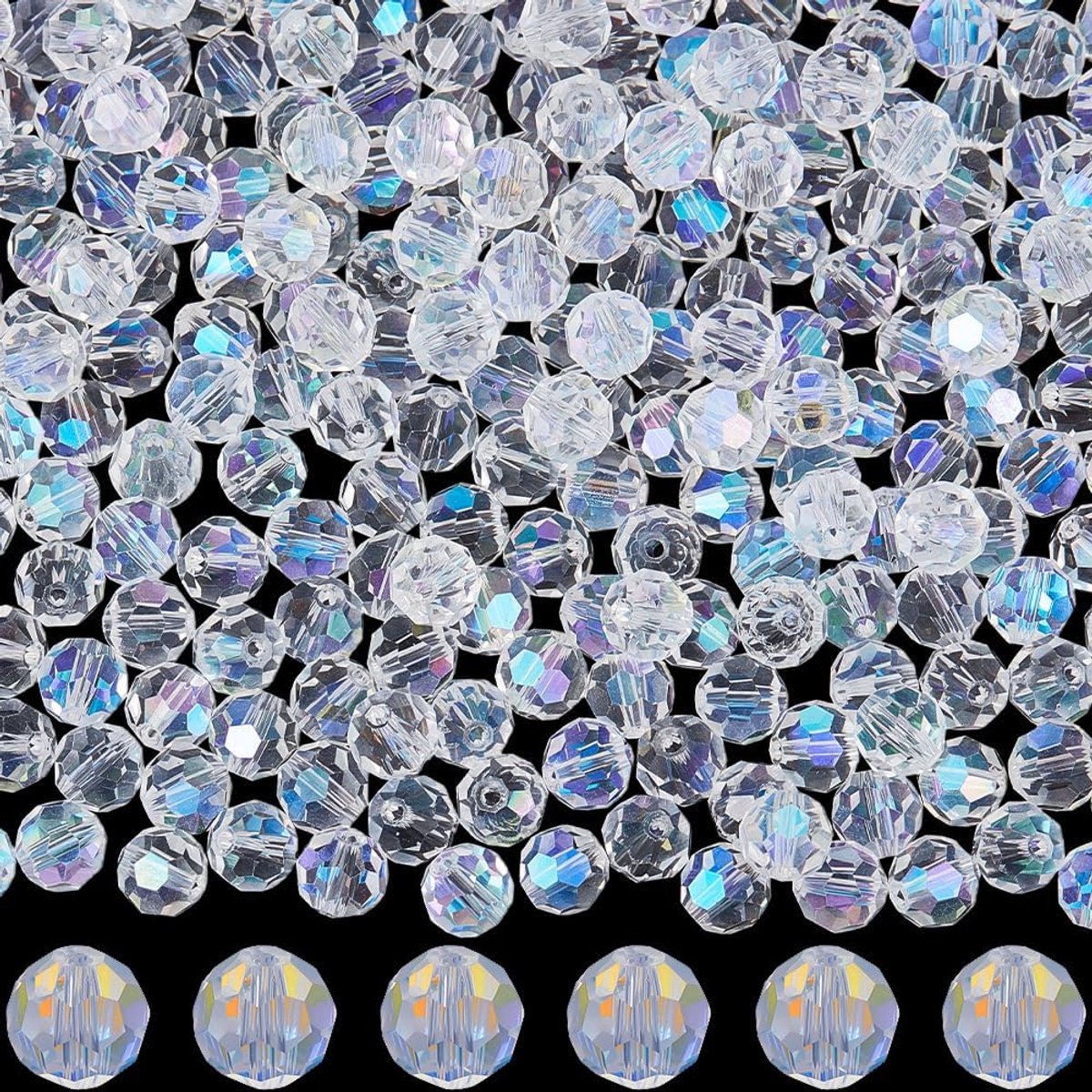 1 doos 300 stuks gefacetteerde kristallen kraal 8mm glazen rondelle kralen bulk AB heldere kleur ronde edelsteen spacer kralen voor armbanden kralen oorbellen kettingen sleutelhangers