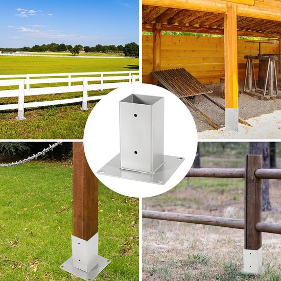 Paalhouder met schroefhuls, geschikt voor vierkante houten palen 80 x 80 mm, hoogwaardig anker, thermisch verzinkt, zilver — afbeelding 5