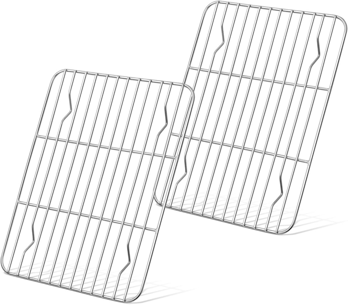 Afkoelrooster, 2-delige set, roestvrij staal, klein taartrooster, uitkoelrooster, rechthoekig, bakrooster voor bakken, koken, koelen, grillen, gezond en duurzaam, oven- en