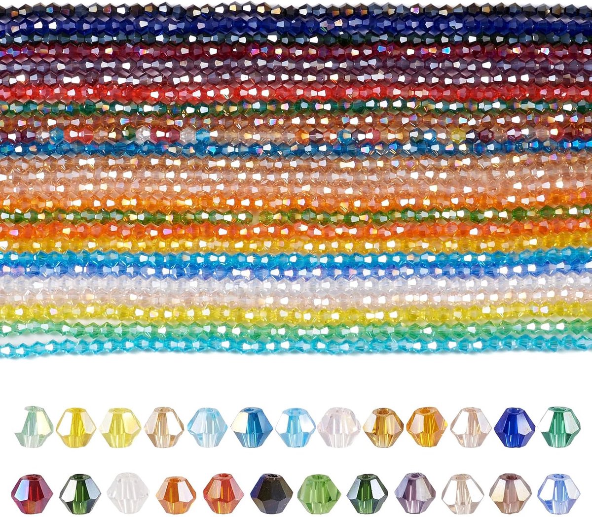 Kralen Strengen 4Mm Mini Crystal Bicone Kralen AB Kleur Transparant voor DIY Sieraden Armband Ketting Maken