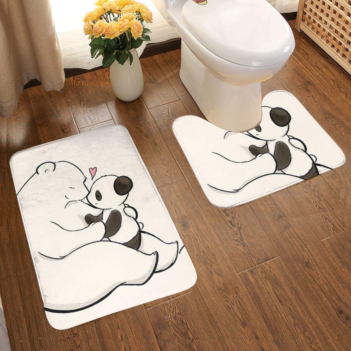 uw hart 2-delige zachte anti-slip badmat Kit, textuur fotografie inclusief 80x50cm hoge absorptie wc-bril en 50x40cm microvezel zachte zachte zachte badkamer tapijt, anti-slip mat wasbaar.