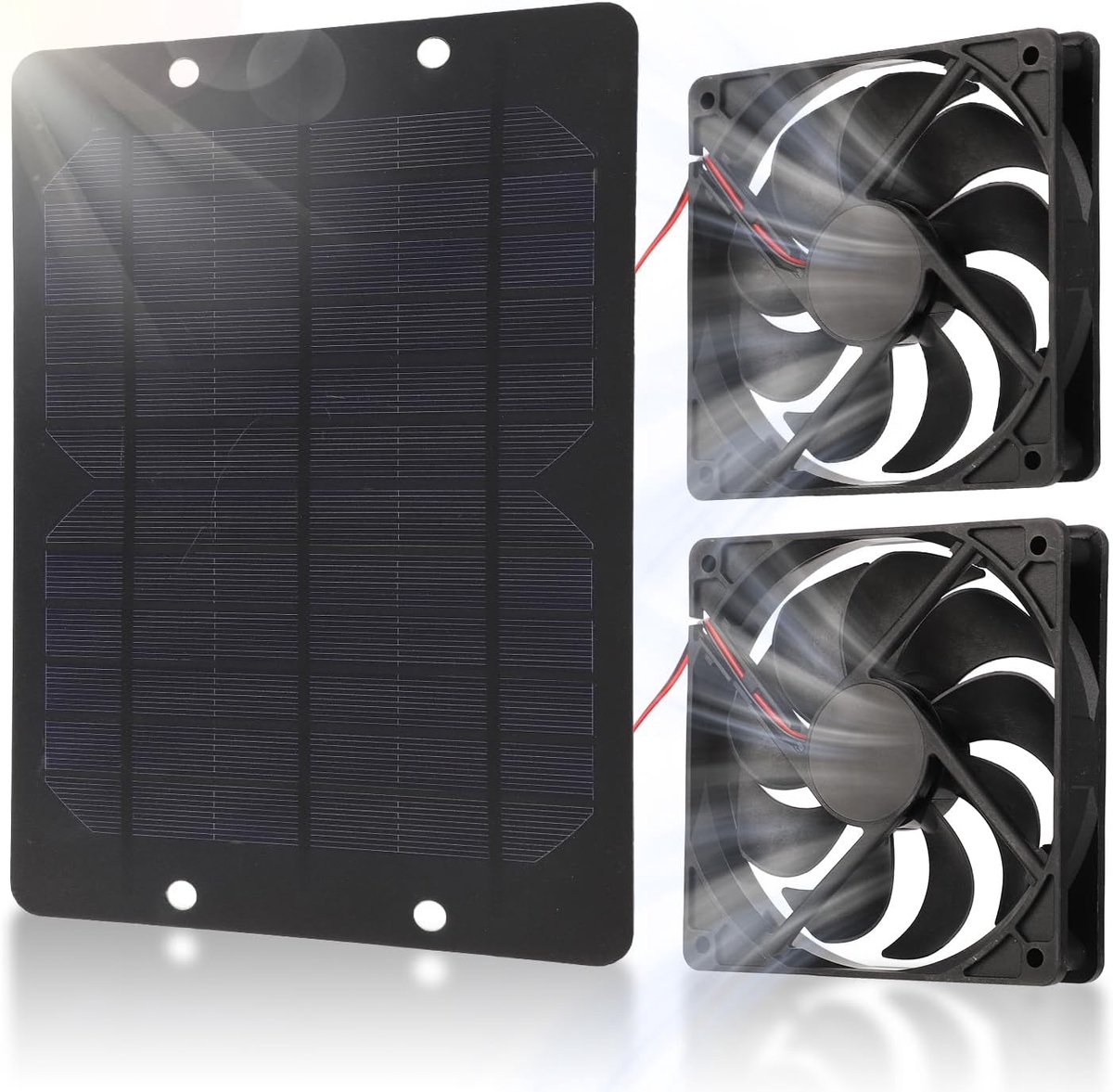 ventilator, efficiënte mini-ventilator met dubbele ontlading, 10 W, 12 V, 2 A, met zonnepaneel voor huis, zolder, broeikas, kippenhuis, honden en huisdieren
