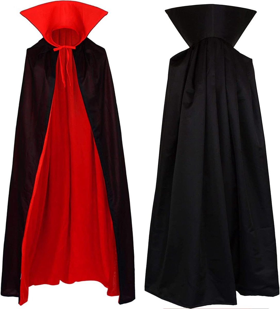 mantel Halloween, omkeerbare cape met capuchon, vampier heksen capes, voor volwassen of kind kinderen, maskerade party cosplay kostuums (140cm).