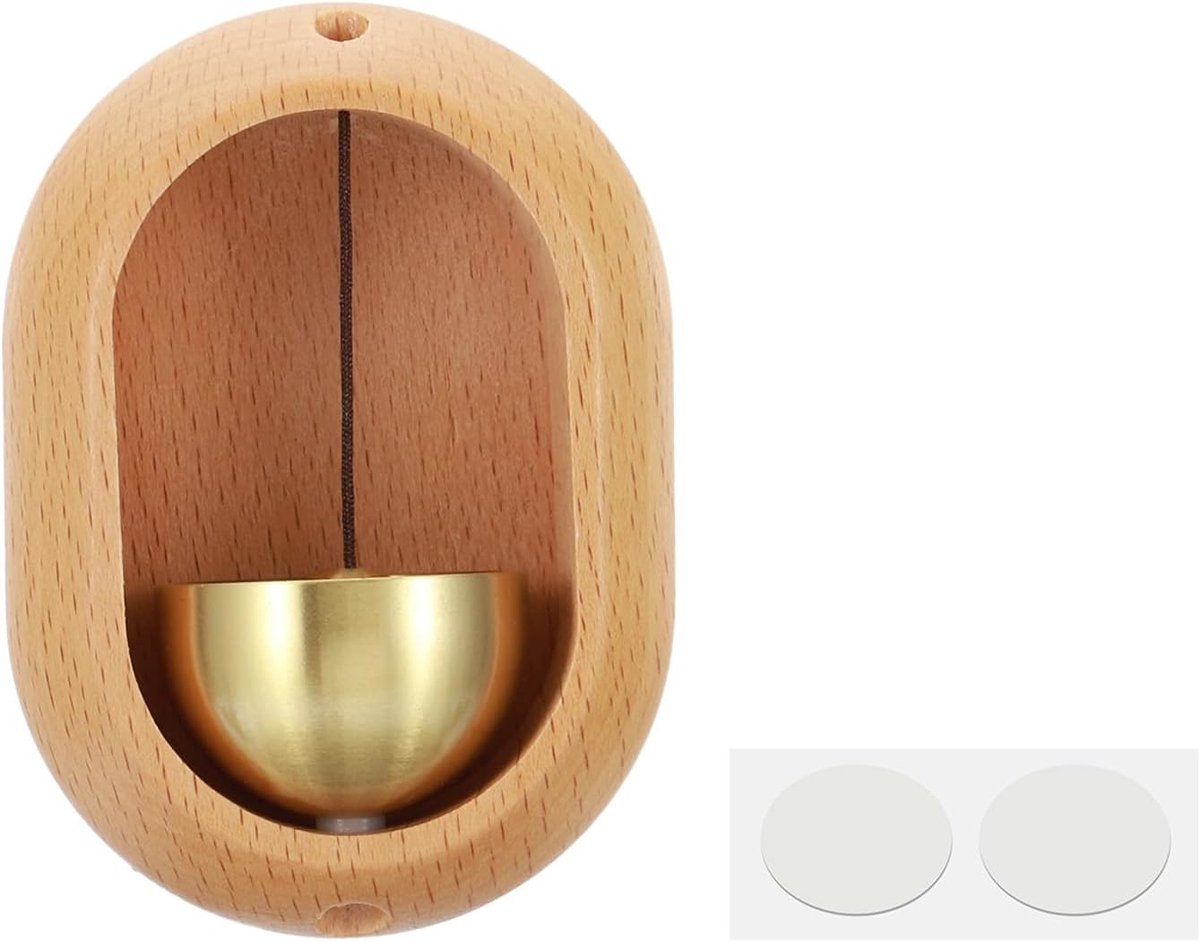 Winkeliers Bell, houten deurbel opknoping magnetische deurbel jingle bellen dierlijke metalen deurbel met zelfklevend voor deuropening bedrijf bij het betreden van decoratie, beige, ovaal