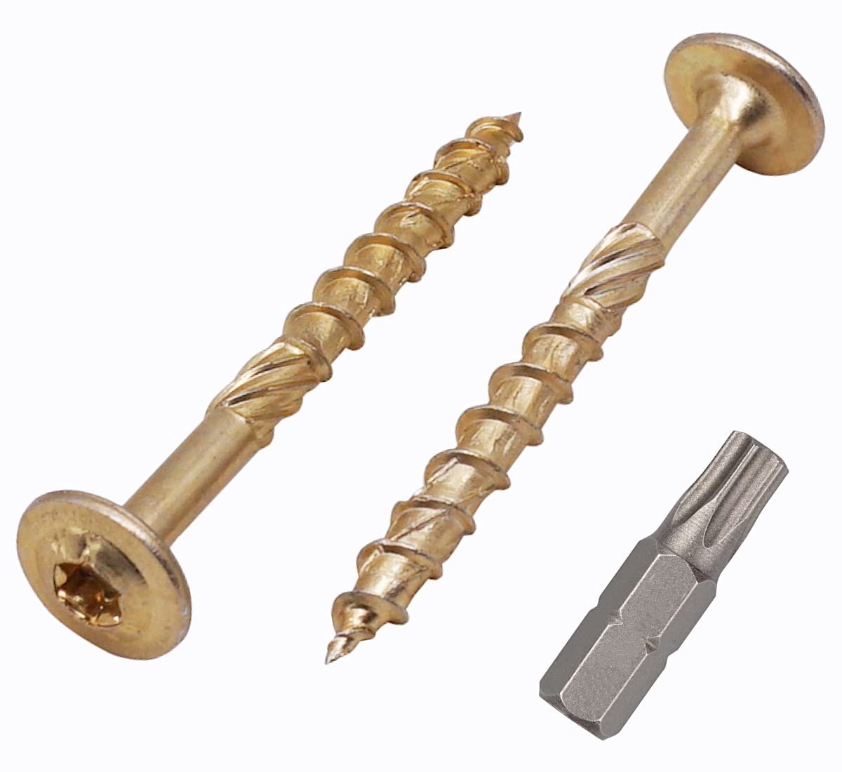 (Pack van 40 stuks) Gegalvaniseerd staal 6,0 x 60 mm gele houtschroeven, torx-kop, wafelkop, houtschroeven, gedeeltelijk schroefdraad (40, 6,0 x 60 mm)